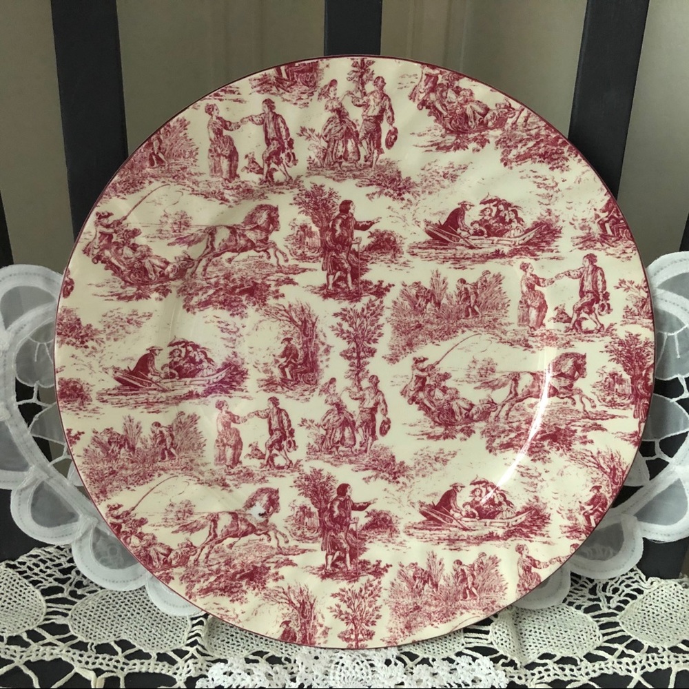 Royal Patrician Rose and Cream Toile Dinner Plate